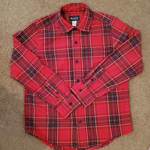 The Children's Place Boy's Long Sleeve Plaid Button Down  Size 7/8 - Picture 2 of 7